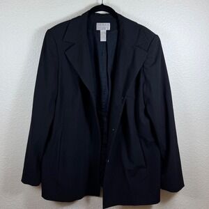 Nordstrom Blazer Jacket Women 18 Black Professional Minimalist Office Career‎